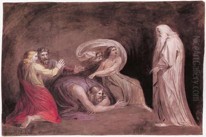 The Spirit of Samuel Appearing to Saul Oil Painting by Henry Fuseli