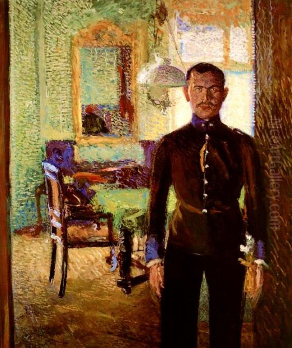 Bildnis eines Leutnants (Alois Gerstl) Oil Painting by Richard Gerstl