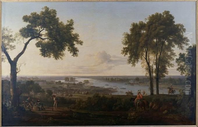 Passage du Po par l'armee francaise sous Plaisance le 7 mai 1796 Oil Painting by Nicolas-Didier Boguet