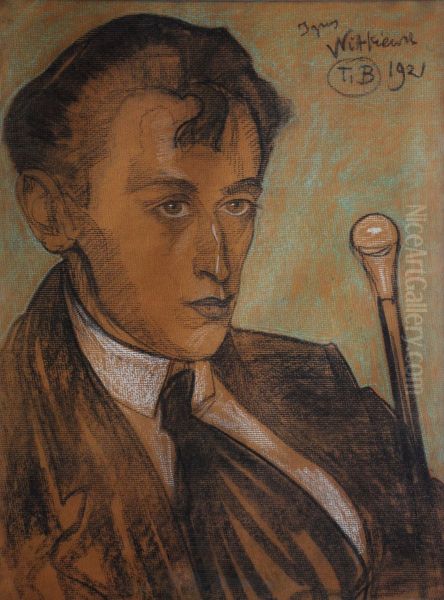 Portret Brunona Jasienskiego Oil Painting by Stanislaw Ignacy Witkiewicz
