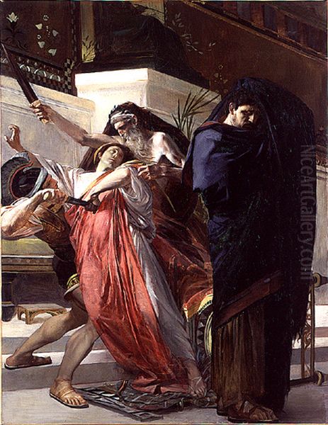 La mort deTimophane Oil Painting by Paul-Albert Besnard