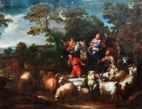 Luigi Garzi - Le voyage de Jacob Oil Painting by Luigi Garzi