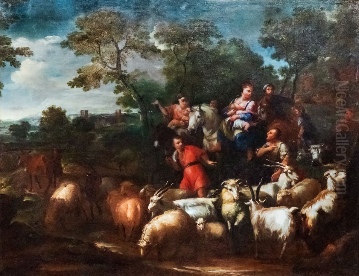 Le voyage de Jacob Oil Painting by Luigi Garzi