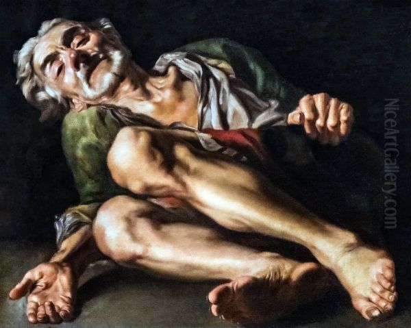 Beggar curled up Oil Painting by Gaspare Traversi
