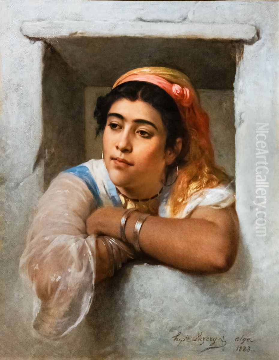 A la fenetre Oil Painting by Hippolyte Lazerges