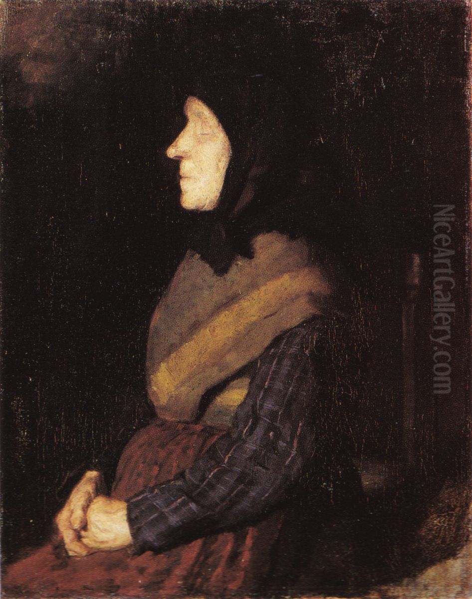 Blind woman, Blue Ane (Ane Christense Nielsdatter) Oil Painting by Anna Ancher