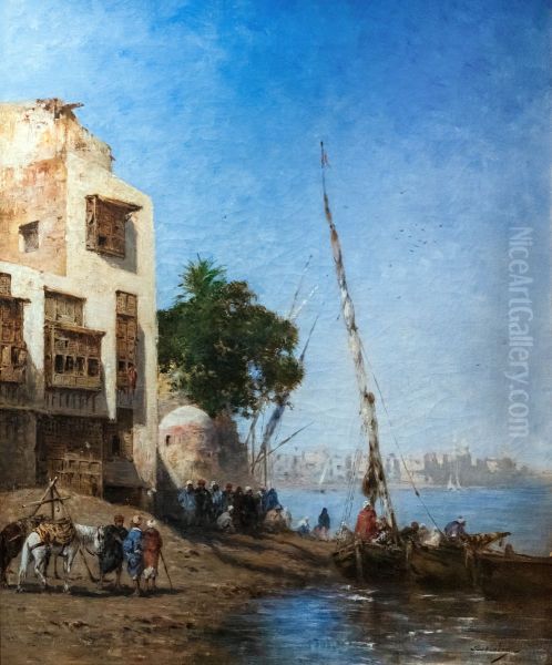 Waiting for boarding Oil Painting by Narcisse Berchere