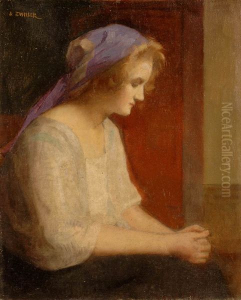 Portrait de jeune femme Oil Painting by Marie-Augustin Zwiller