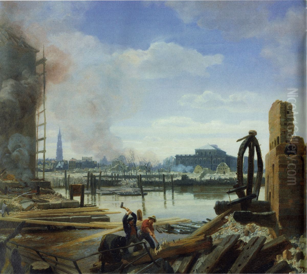 Hamburg after the Fire of 1842 Oil Painting by Jacob Gensler