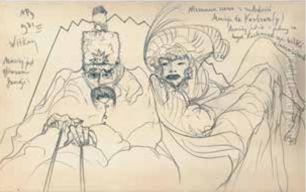 Nieznana scena z mlodosci Macieja de Korbowa Oil Painting by Stanislaw Ignacy Witkiewicz (Witkacy)