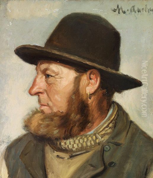 The fisher and lifeboatman Ole Svendsen. Oil Painting by Michael Peter Ancher