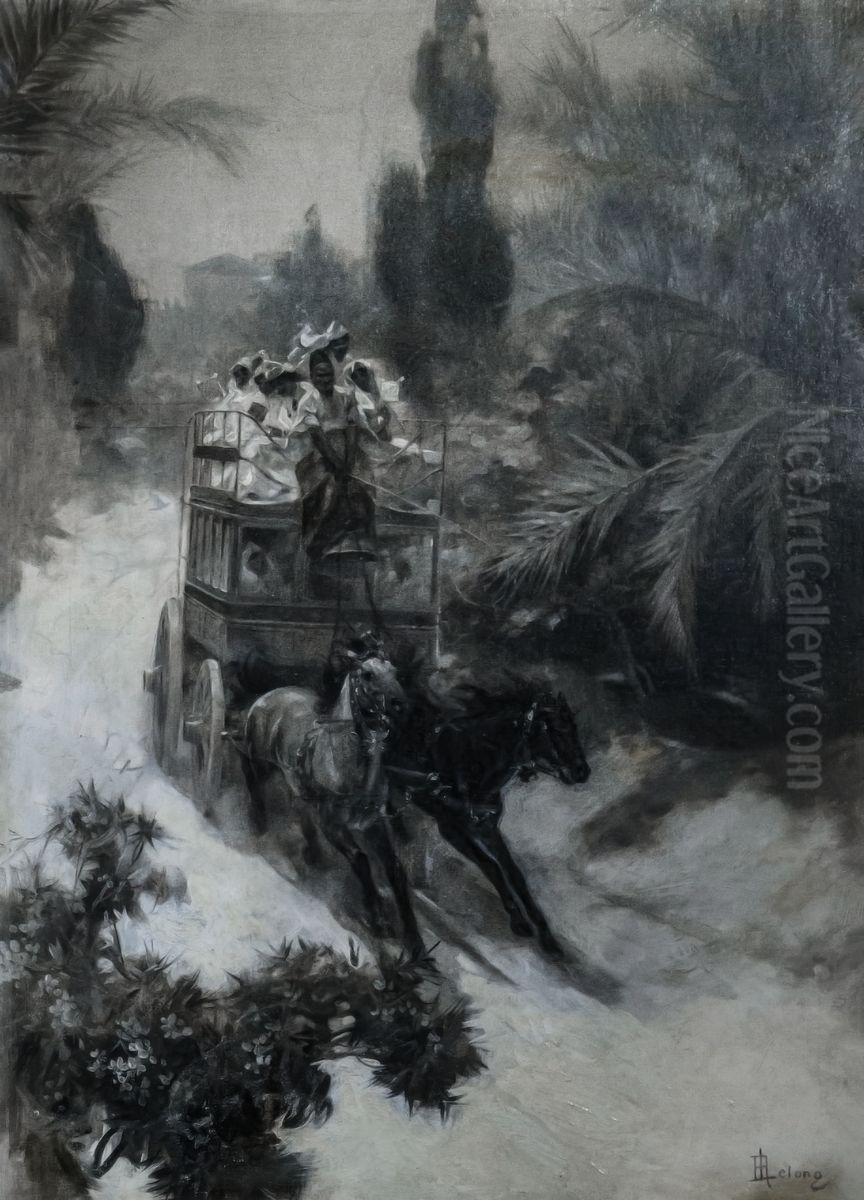 L'omnibus des sultanes - Rene Lelong Oil Painting by Rene Lelong