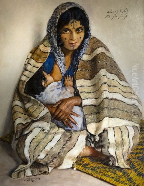 Alexandre Roubtzoff - Bedouine a la couverture Oil Painting by Alexandre Roubtzoff