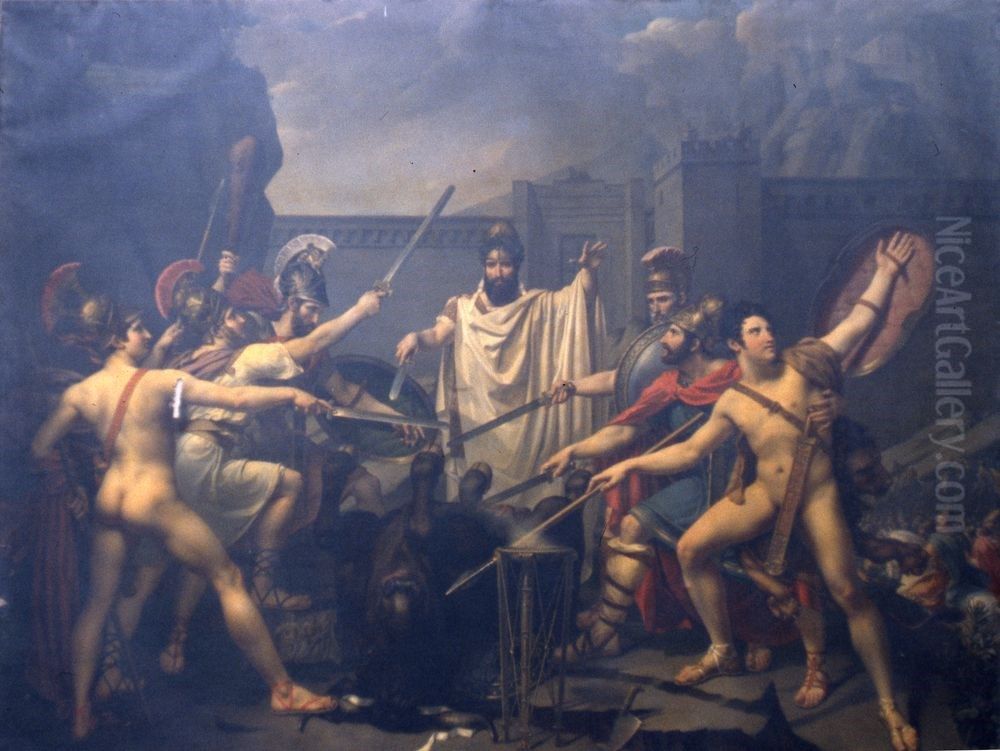 Les Sept Chefs devant Thebes Oil Painting by Angelique Mongez