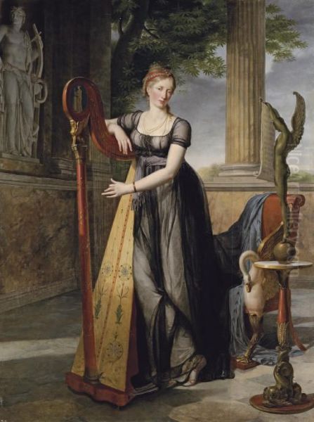 Portrait of Marie-Denise Smits, nee Gandolphe Oil Painting by Antoine Ansiaux
