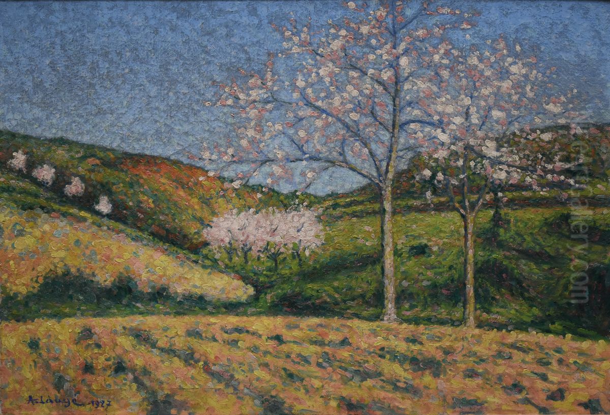 Les amandiers Oil Painting by Achille Lauge