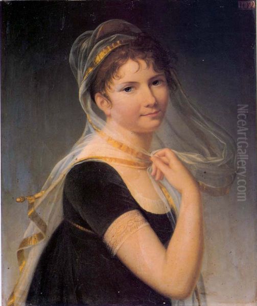 Portrait en buste de Madame Augustin, nee Madeleine-Pauline du Cruet de Barailhon Oil Painting by Jeanne-Elisabeth Chaudet