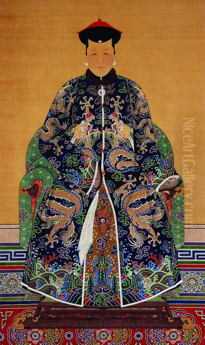 Portrait of Lirongbao's Wife (fl. 17th century) Oil Painting by unknown