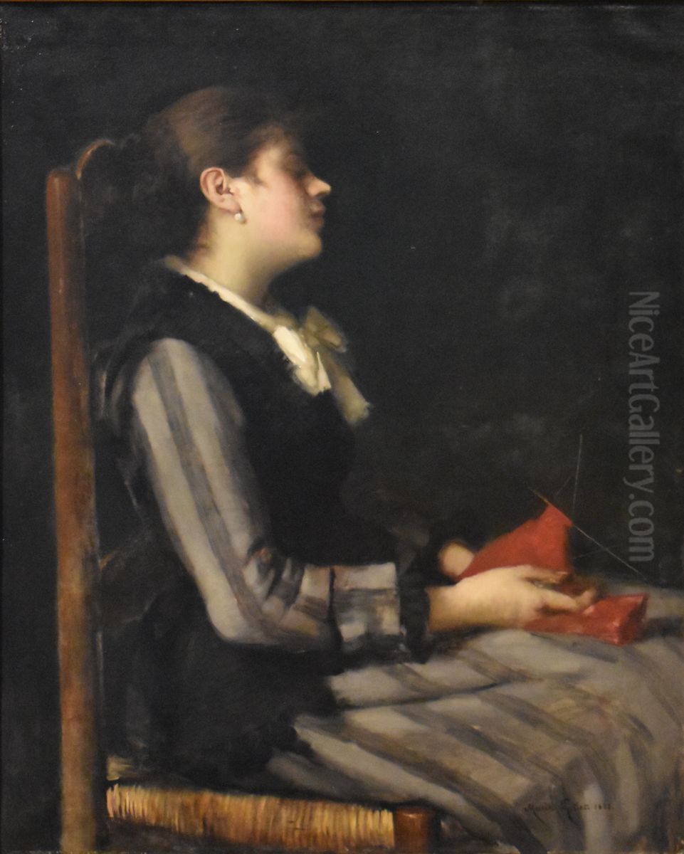 The Knitter Asleep Oil Painting by Marie Petiet
