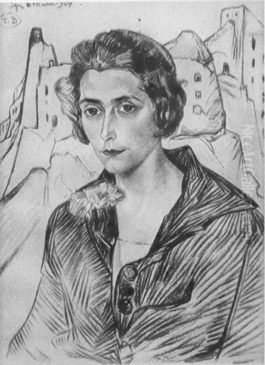 Portret P.J.T., na tle ruin Oil Painting by Stanislaw Ignacy Witkiewicz (Witkacy)