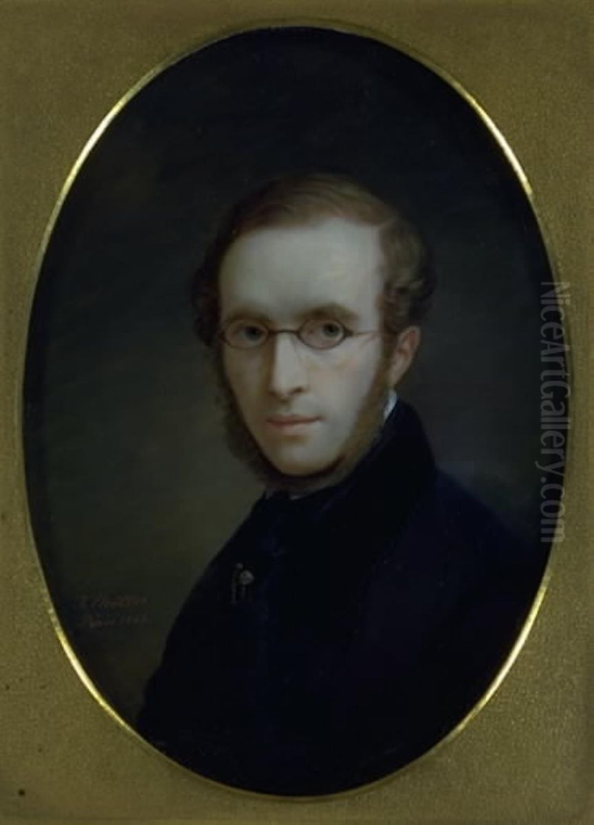 Self portrait, 1843 Oil Painting by Johannes Moller
