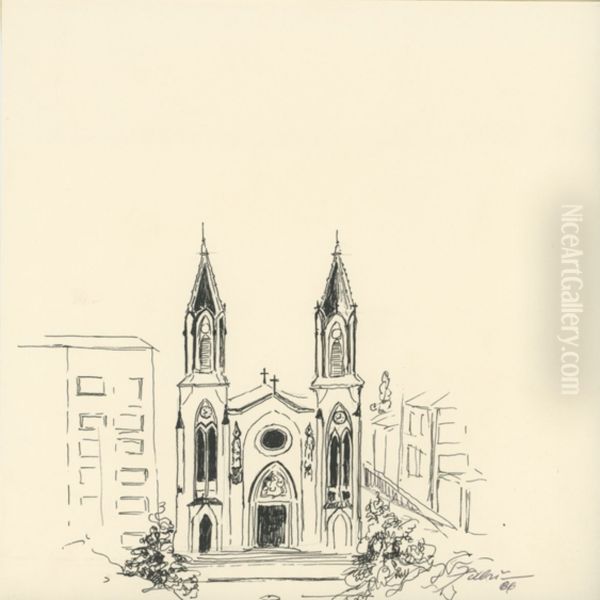 Matriz do Carmo Oil Painting by Fulvia Goncalves