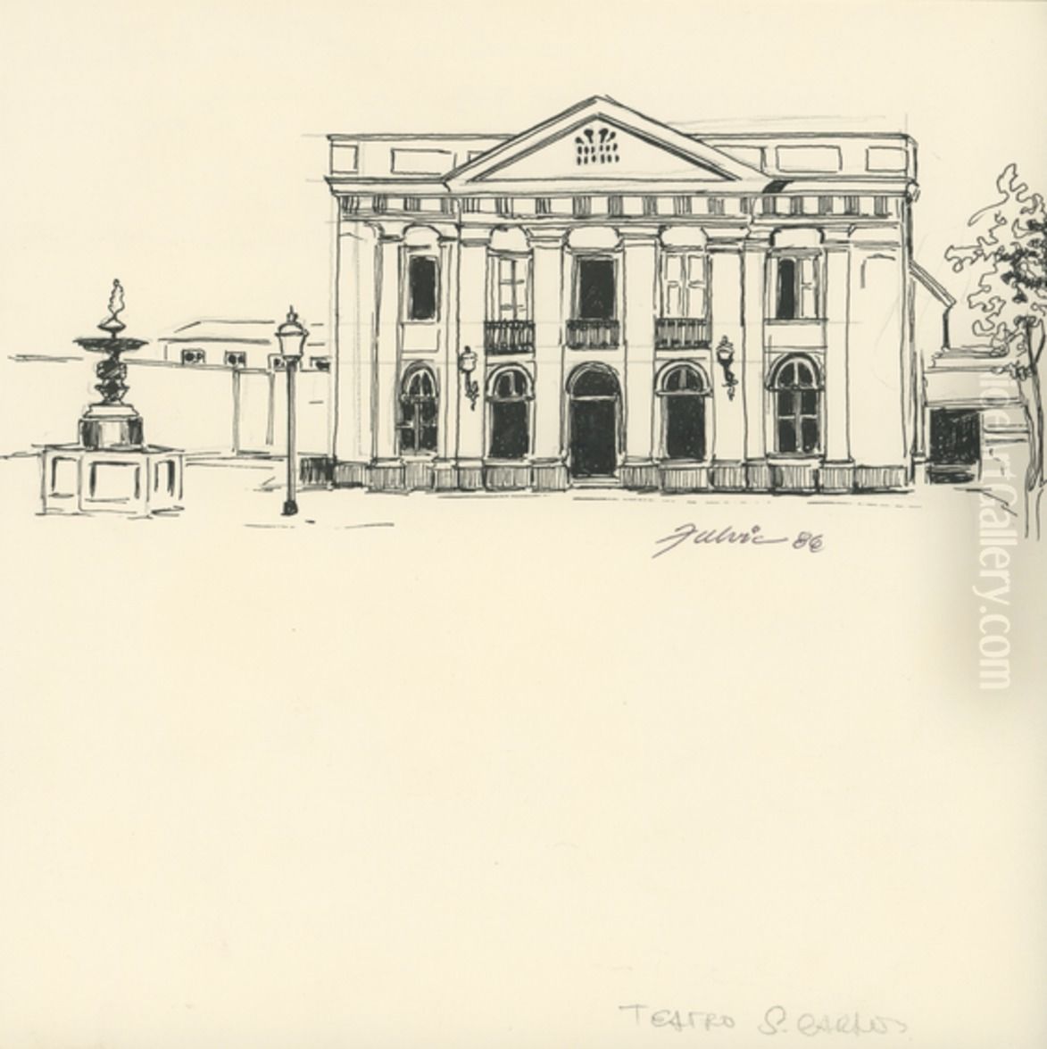 Largo do Teatro Sao Carlos Oil Painting by Fulvia Goncalves