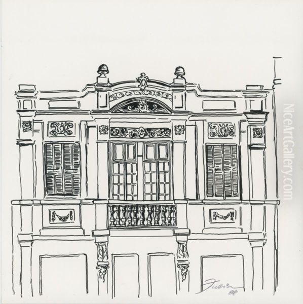 Fachada - Av. Andrade Neves Oil Painting by Fulvia Goncalves