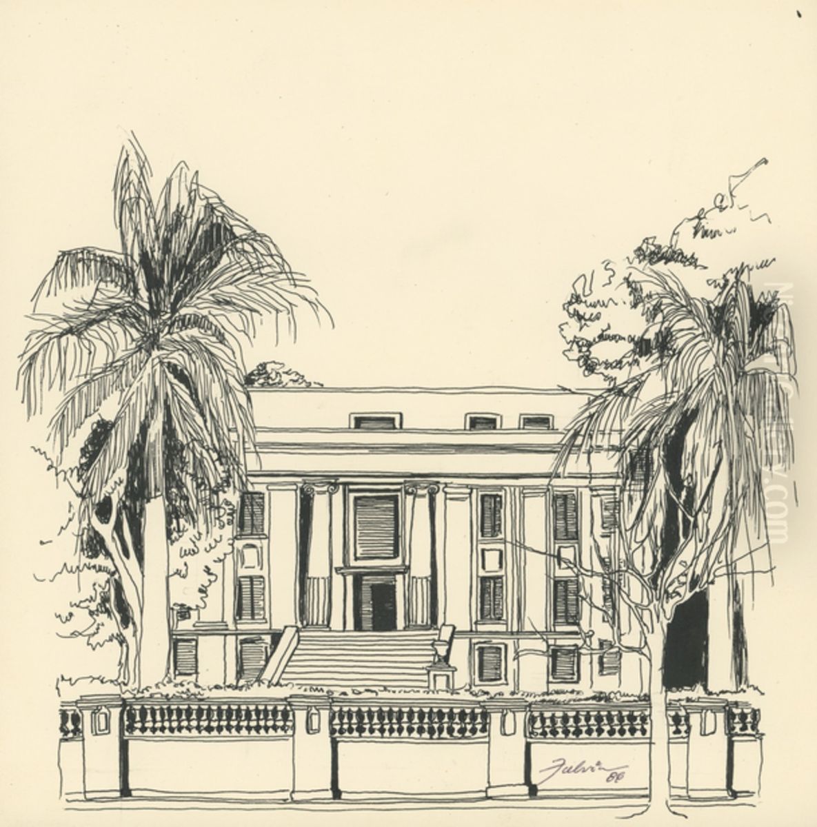 Antiga fachada do Instituto Agronomico Oil Painting by Fulvia Goncalves