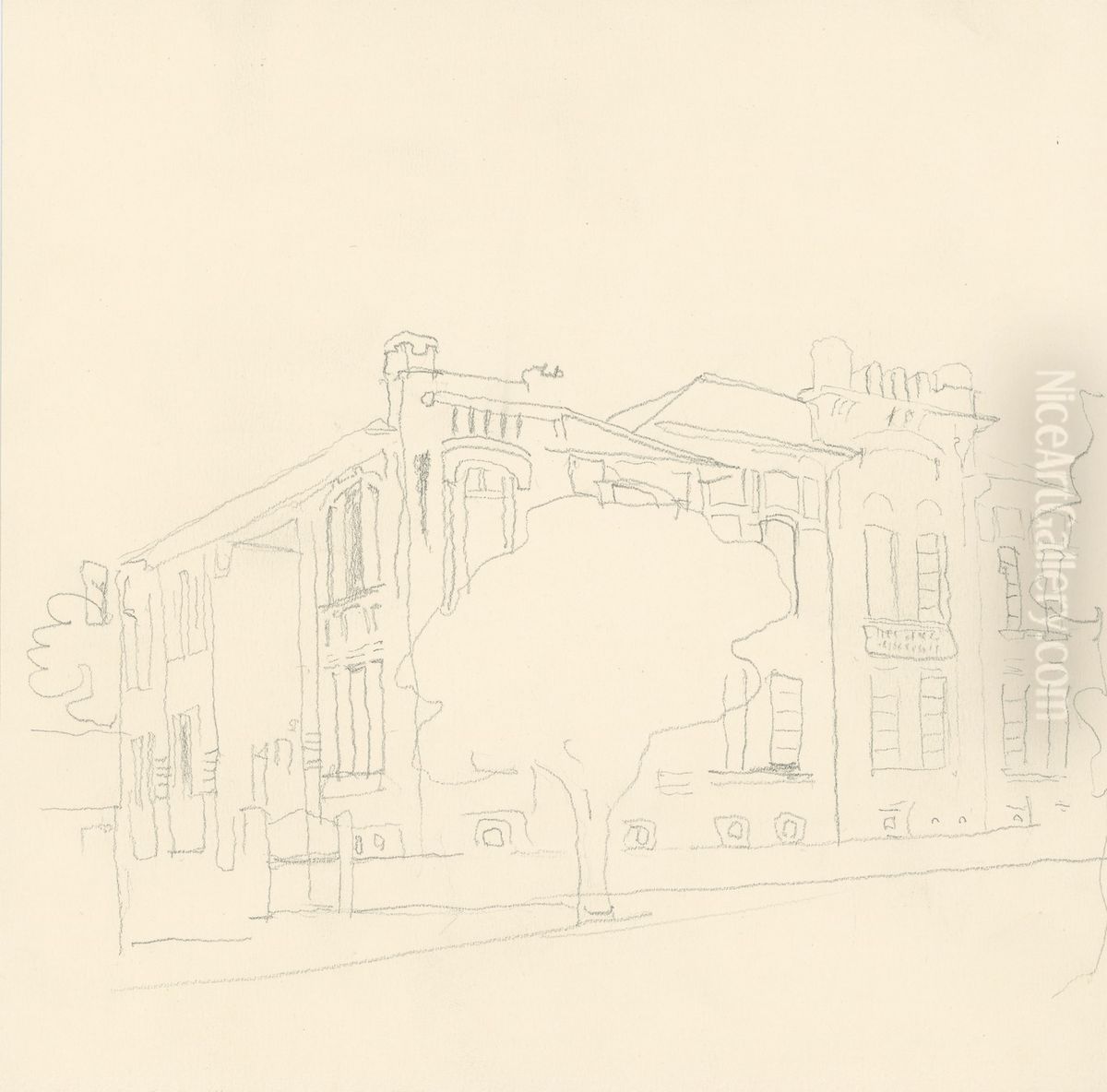 Fachada de imovel Oil Painting by Fulvia Goncalves