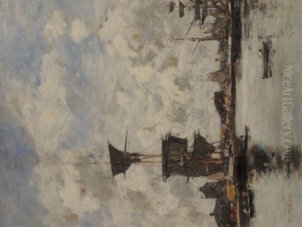 Deauville, le bassin Oil Painting by Eugene Louis Boudin