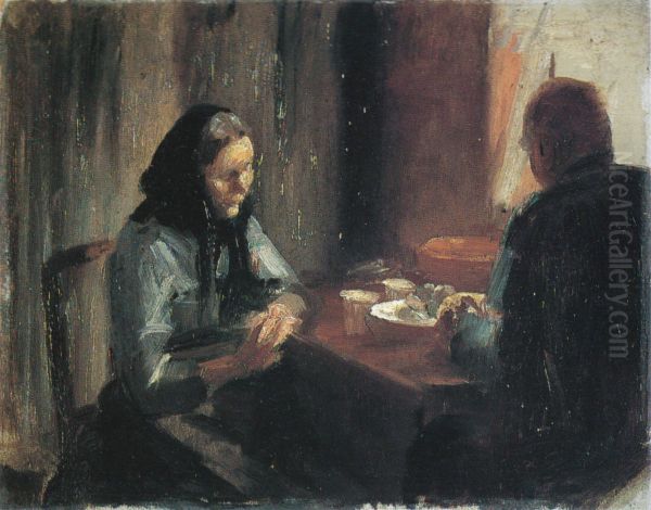 At the meal Oil Painting by Anna Ancher