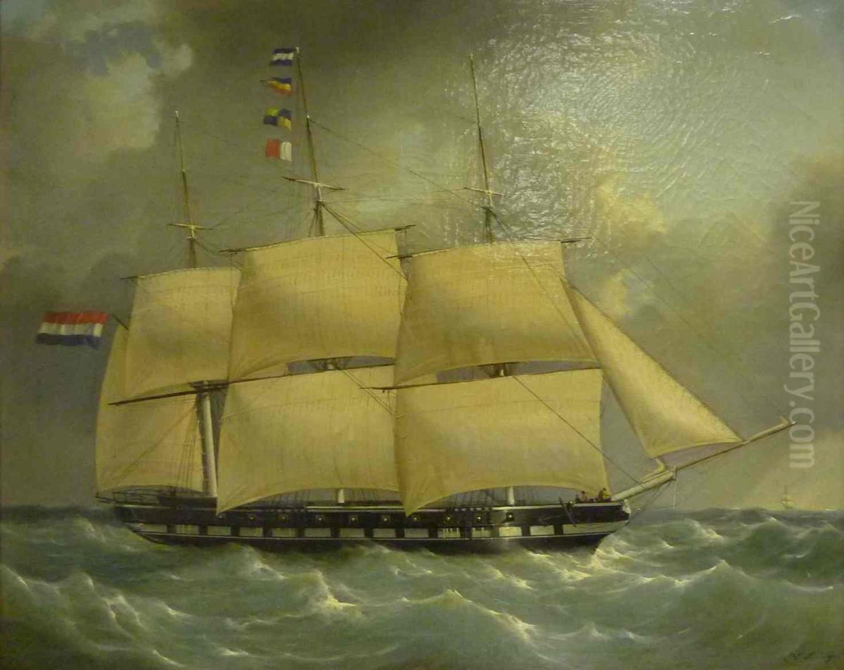 Navire battant pavillon hollandais Oil Painting by Schleigel