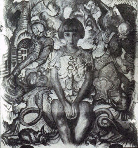 Portrait of Slawomir Staroniewicz Oil Painting by Stanislaw Ignacy Witkiewicz (Witkacy)