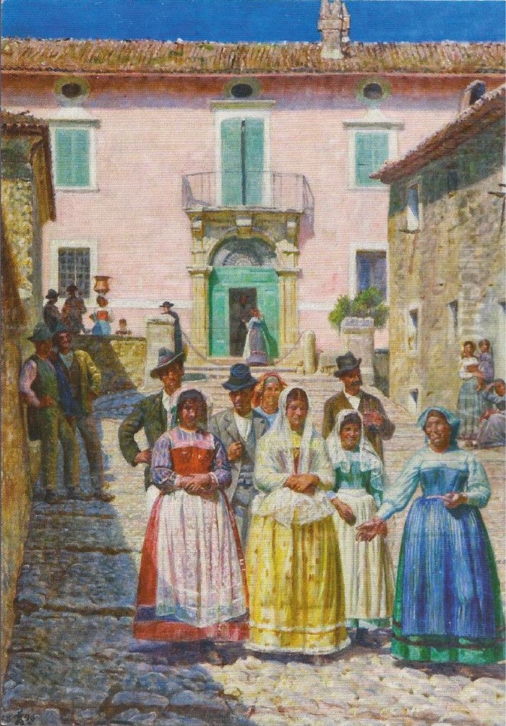 Bryllupsoptog i Civita d'Antino. Oil Painting by Kristian Zahrtmann