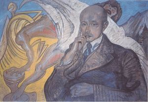 Portrait of Ludwik Kotulski, with patient and a cat