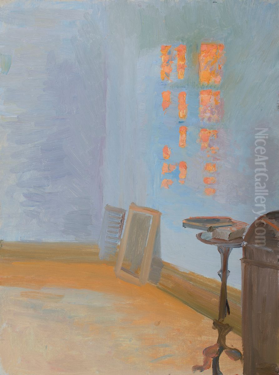 Evening sun in the artist's study at Markvej. Oil Painting by Anna Ancher