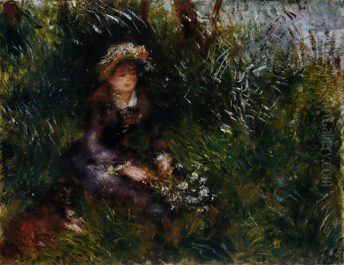 Madame Renoir au chien Oil Painting by Pierre Auguste Renoir