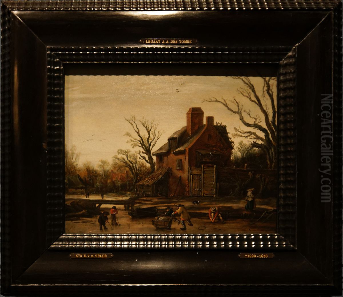 Winter Landscape with Farmhouse Oil Painting by Esaias Van De Velde