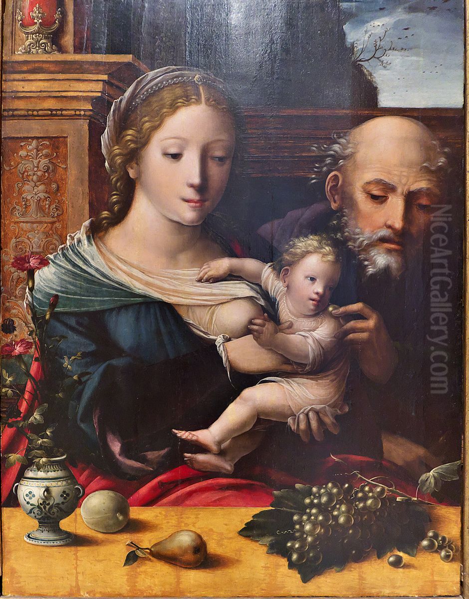 Holy Family Oil Painting by Master with the Parrot