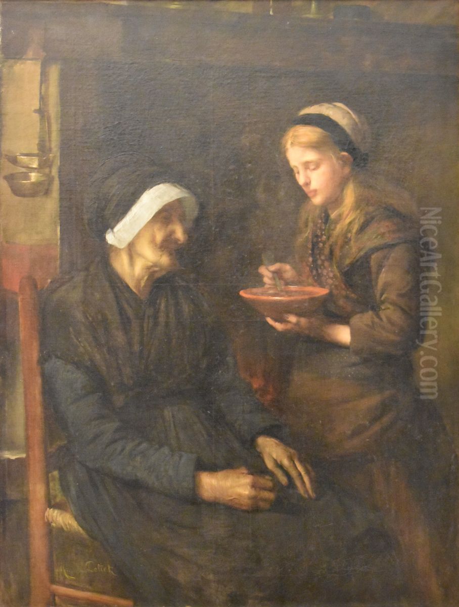 Repas de la grand-mere Oil Painting by Marie Petiet