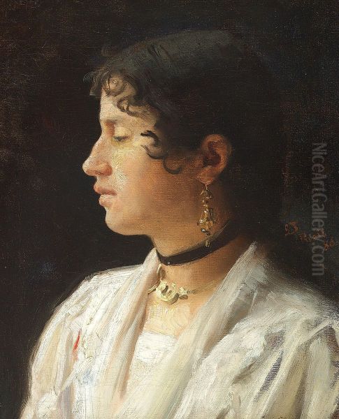 Portraet af ung italienerinde. Oil Painting by Laurits Tuxen