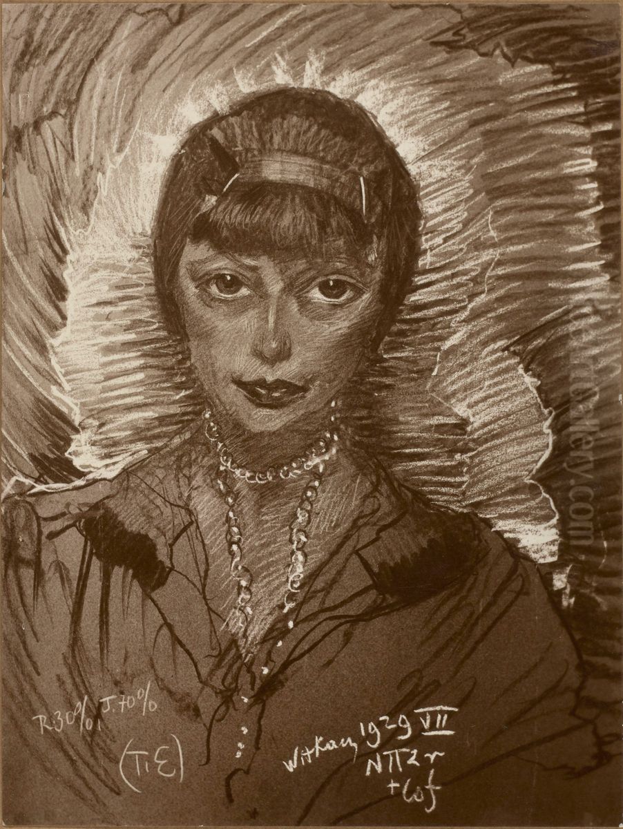 Portrait of a woman Oil Painting by Stanislaw Ignacy Witkiewicz (Witkacy)