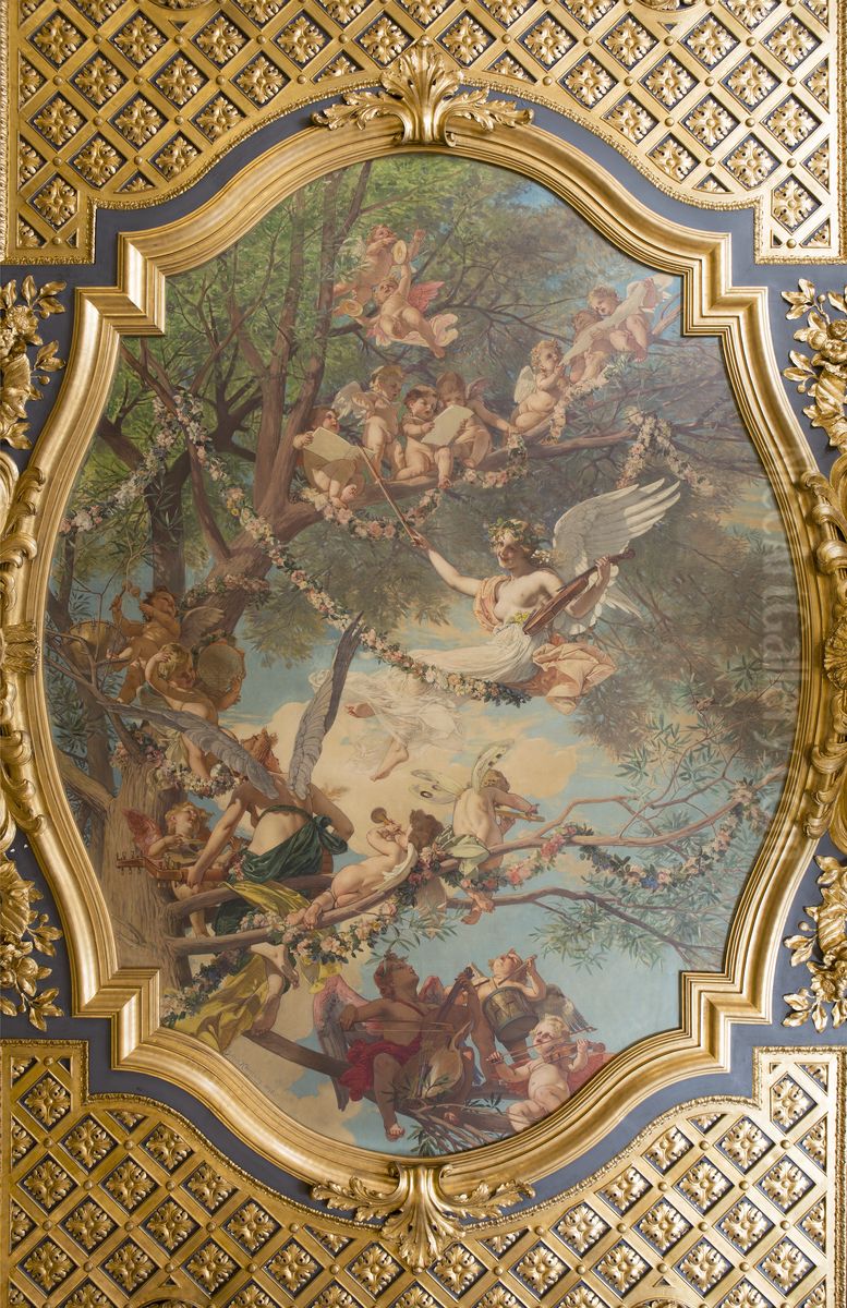 Open Air Consert Oil Painting by Julius Johann Ferdinand Kronberg