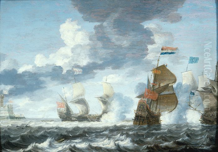 Battle at Sea Oil Painting by Bonaventura Peeters the Elder