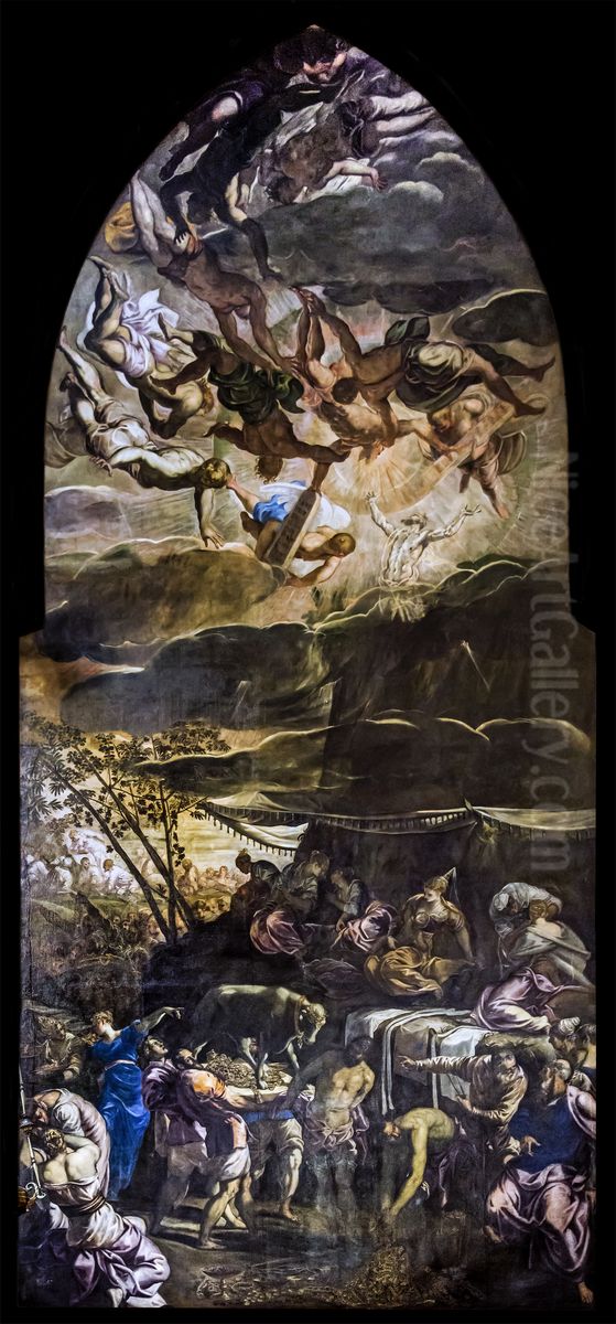 The Worship of the Golden CalfFrancais:L'Adoration du Veau d'orItaliano:L'adorazione del vitello d'oro Oil Painting by Jacopo Tintoretto