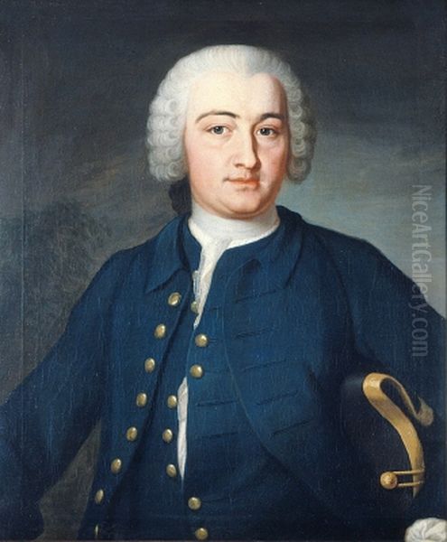 Portrait of Gustaf Adolf von Siegroth (1725-1802) Oil Painting by Johan Joachim Streng