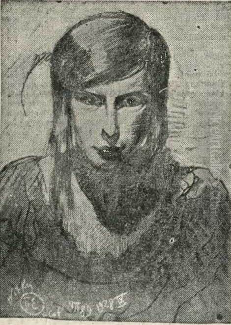 Portrait of Janina Filipowska Oil Painting by Stanislaw Ignacy Witkiewicz (Witkacy)