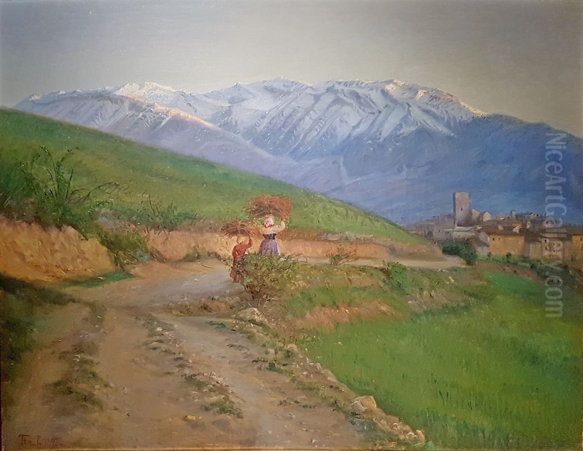 Landscape at Civita d'Antino Oil Painting by Peter Tom-Petersen
