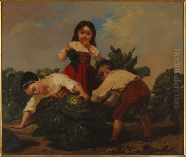 Voila comment les enfants viennent Oil Painting by Clement Boulanger